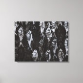 Fossile weiße Fische im schwarzen Hintergrund Leinwanddruck (Vorderseite)