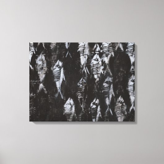 Fossile weiße Fische im schwarzen Hintergrund Leinwanddruck (Vorderseite)