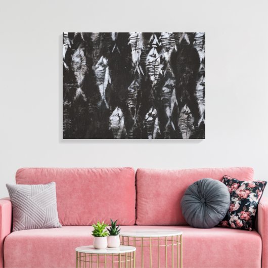 Fossile weiße Fische im schwarzen Hintergrund Leinwanddruck (Insitu (Wohnzimmer))