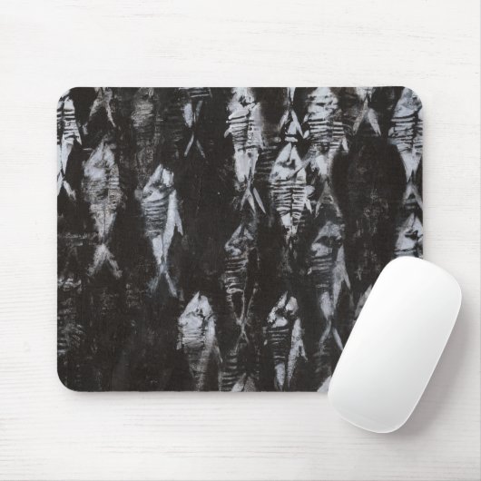 Fossile weiße Fische im schwarzen Hintergrund Mousepad (Mit Mouse)