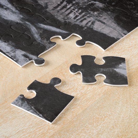 Fossile weiße Fische im schwarzen Hintergrund Puzzle (Seite)