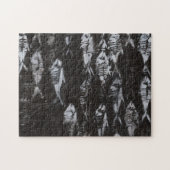 Fossile weiße Fische im schwarzen Hintergrund Puzzle (Horizontal)