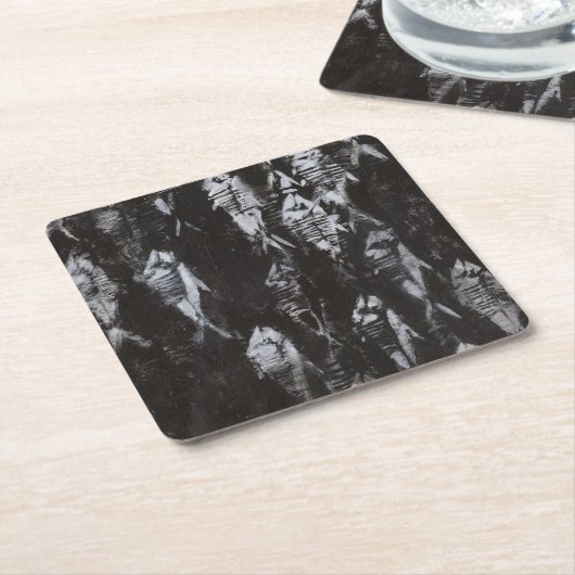 Fossile weiße Fische im schwarzen Hintergrund Rechteckiger Pappuntersetzer (angewinkelt)