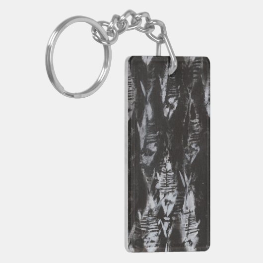 Fossile weiße Fische im schwarzen Hintergrund Schlüsselanhänger (Vorderseite links)