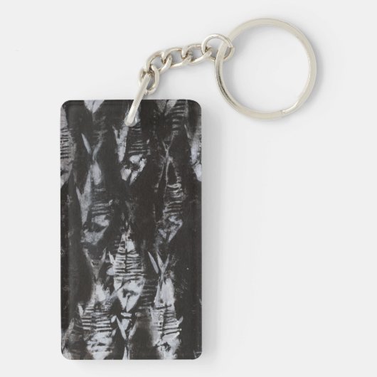 Fossile weiße Fische im schwarzen Hintergrund Schlüsselanhänger (Rückseite)