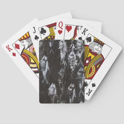 Fossile weiße Fische im schwarzen Hintergrund Spielkarten (Rückseite)