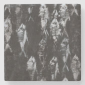 Fossile weiße Fische im schwarzen Hintergrund Steinuntersetzer (Vorderseite)