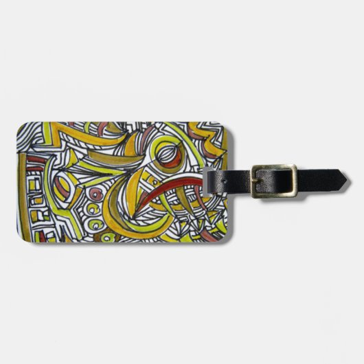 Fossilien - abstraktes Kunst-Tinten-Gekritzel Gepäckanhänger (Vorderseite horizontal)