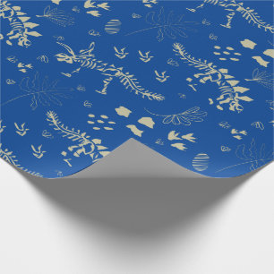 Fossilien ausgrabender Dinosaurier Blau und Beige Geschenkpapier