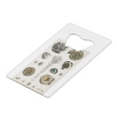 Fossilien, Dinosaurier, Fossilien, Paläontologie,  Geldbeutel Flaschenöffner (Vorderseite Schrägansicht)