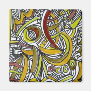 Fossilien - Farbige Abstrakte Art Tinte Zeichnend Magnet