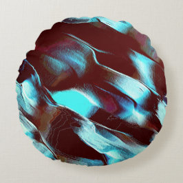 Fossilien oder Metall, in braun bis zyangradienten Rundes Kissen