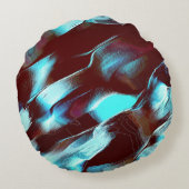 Fossilien oder Metall, in braun bis zyangradienten Rundes Kissen (Rückseite)