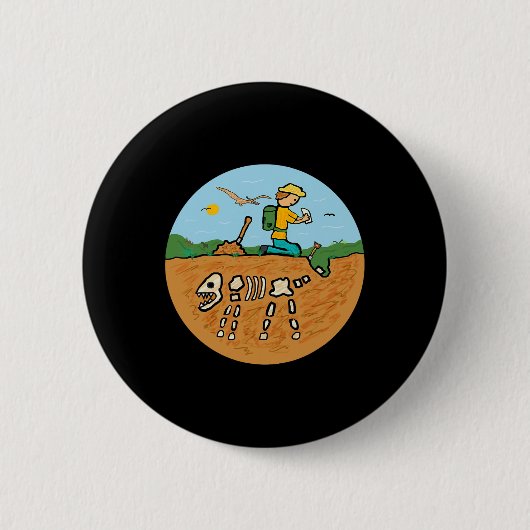 Fossilienjagd Dinosaurier Knochen Paläontologe Fos Button (Vorderseite)