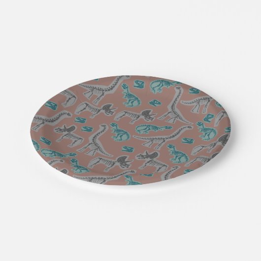 Fossilized Dinosaur Paper Plates Pappteller (Schrägansicht)
