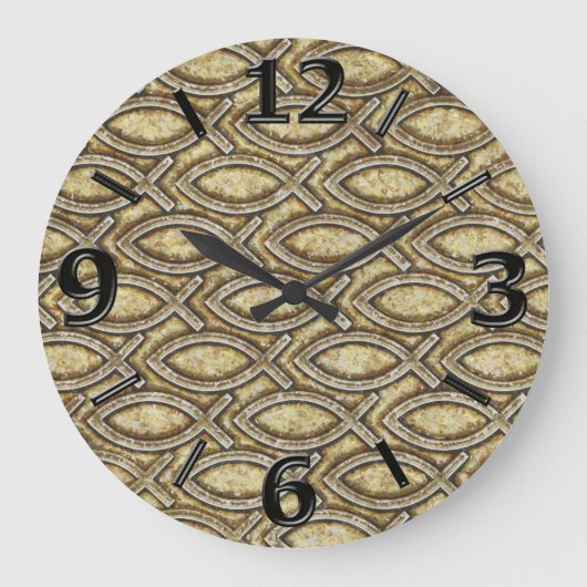 FOSSILIZED JESUS FISH GROßE WANDUHR (Vorderseite)