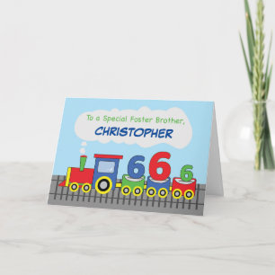 Foster Brother 6. Geburtstag farbenfrohe Bahn Trac Karte