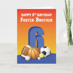 Foster Brother 6. Geburtstag Sportbälle Karte