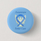 Foster Care Angel Blue Awareness Ribbon Button (Vorderseite)