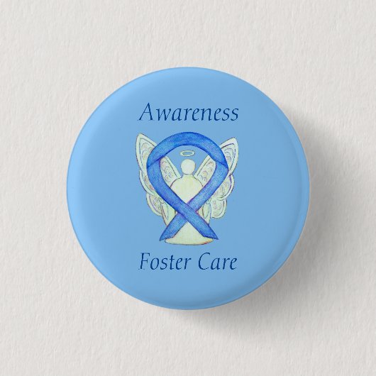 Foster Care Angel Blue Awareness Ribbon Button (Vorderseite)