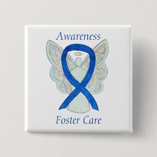 Foster Care Angel Blue Awareness Ribbon Button (Vorderseite)