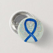 Foster Care Angel Blue Awareness Ribbon Button (Vorne & Hinten)