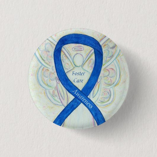 Foster Care Angel Blue Awareness Ribbon Button (Vorderseite)