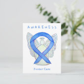 Foster Care Blue Awareness Ribbon Angel Cards Postkarte (Stehend Vorderseite)