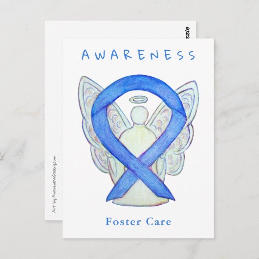 Foster Care Blue Awareness Ribbon Angel Cards Postkarte (Vorne/Hinten)