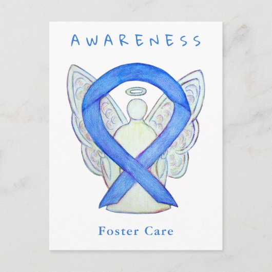Foster Care Blue Awareness Ribbon Angel Cards Postkarte (Vorderseite)