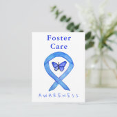 Foster Care Blue Awareness Ribbon Butterfly Cards Postkarte (Stehend Vorderseite)