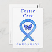 Foster Care Blue Awareness Ribbon Butterfly Cards Postkarte (Vorne/Hinten)