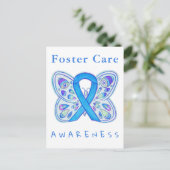 Foster Care Blue Awareness Ribbon Butterfly Cards Postkarte (Stehend Vorderseite)