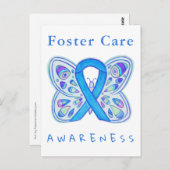 Foster Care Blue Awareness Ribbon Butterfly Cards Postkarte (Vorne/Hinten)