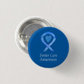 Foster Care Blue Awareness Ribbon Herz Button (Vorne & Hinten)