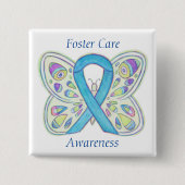 Foster Care Blue Butterfly Awareness Ribbon Button (Vorderseite)