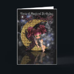 Foster Daughter Magical Birthday niedlicher kleine Karte<br><div class="desc">Foster Daughter Magical Birthday niedliche Mond Fee am Mondschein</div>