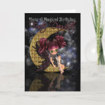 Foster Daughter Magical Birthday niedlicher kleine Karte<br><div class="desc">Foster Daughter Magical Birthday niedliche Mond Fee am Mondschein</div>