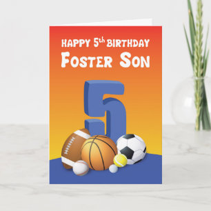 Foster Son 5. Geburtstag Sportbälle Karte