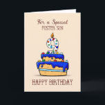 Foster Son 9th Birthday, 9 on Sweet Blue Cake Karte<br><div class="desc">Sie sollten unbedingt erwägen,  Ihrem Pflegesohn diese Karte zu schenken,  wenn er seinen 9. Geburtstag feiert. Er wird den süßen blauen Kuchen,  der mit bunten Bonbons bedeckt ist,  auf jeden Fall auf der Vorderseite dieser Karte Liebe</div>