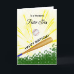 Foster Son Baseball Geburtstagkarte Karte<br><div class="desc">Geben Sie Ihrem Baseballliebhaber eine Baseball- und Fledermauskarte mit einem explosiven Baseballthema! Ein Baseball und Fledermaus mit den Worten "Für einen wunderbaren Pflegesohn".</div>