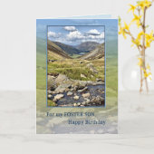 Foster Son Birthday mit einer Bergwelt Karte (Gelbe Blume)