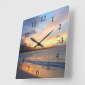 Foto 110 Sonnenuntergang am Strand Quadratische Wanduhr (Winkel)