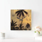 Foto 11 Palmen Quadratische Wanduhr (Zuhause)