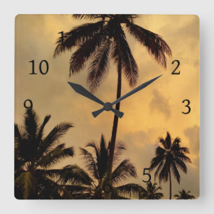 Foto 11 Palmen Quadratische Wanduhr
