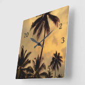 Foto 11 Palmen Quadratische Wanduhr (Winkel)