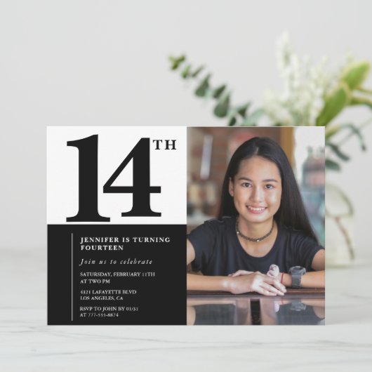 Foto 14. Geburtstagseinladungen Eleganter Chic Einladung (Stehend Vorderseite)