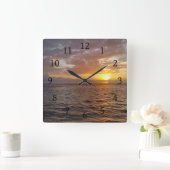 Foto 18 Sonnenuntergang Quadratische Wanduhr (Zuhause)