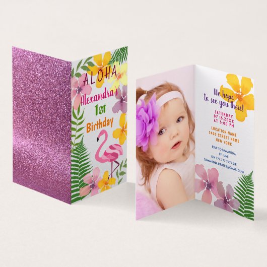 Foto 1. Geburtstag Luau Einladung (Innenseite und Außenseite)