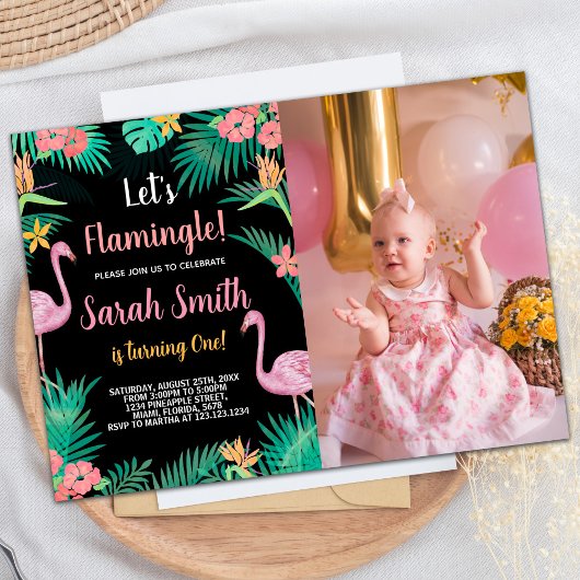 Foto 1. Rosa Flamingo Geburtstag Einladungen